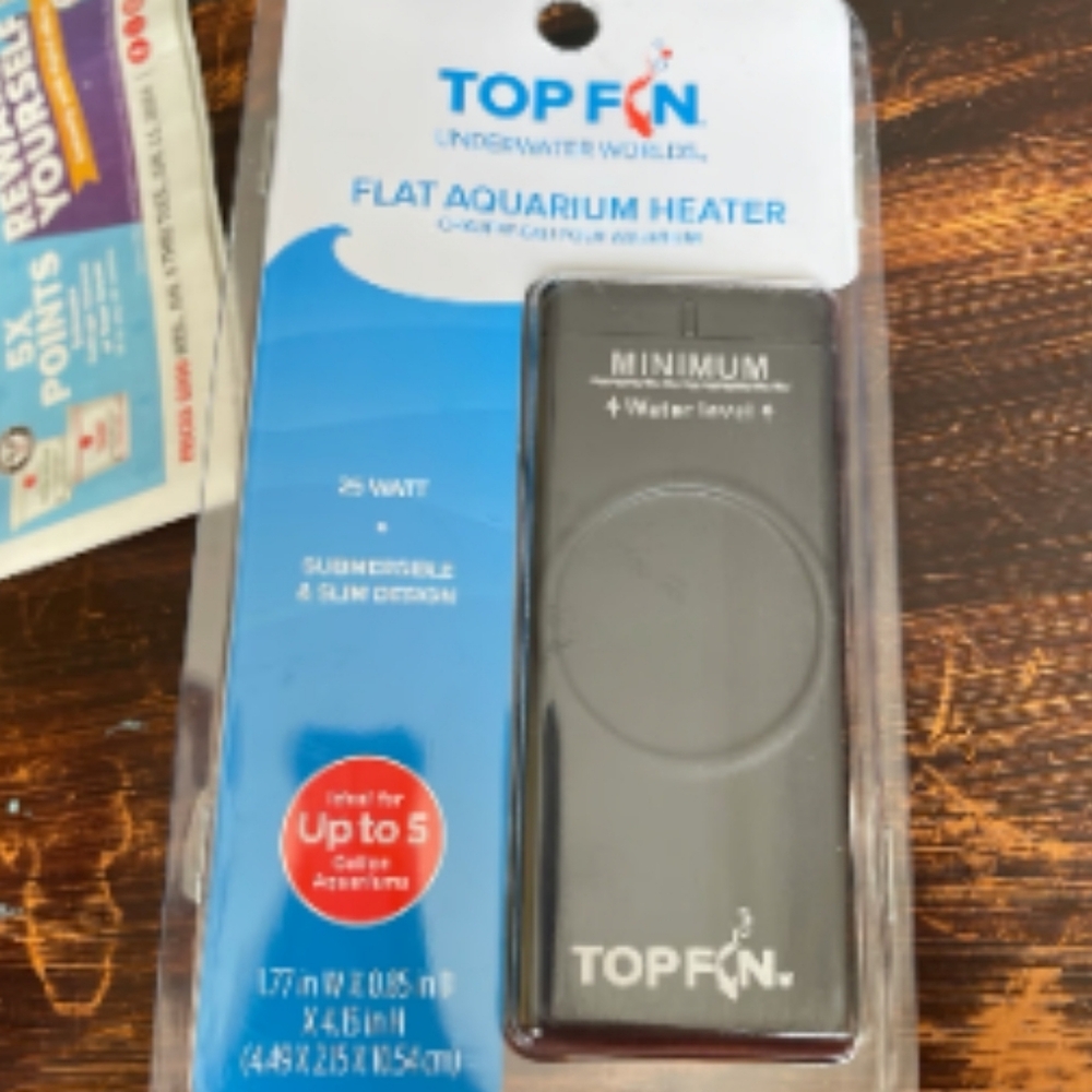 NewAquarium Heater Top Fin Flat 25 Watt Submersible & Slim Design Up to 5 Gallon